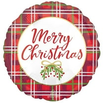 18 inch Christmas Plaid Foil Mylar Balloon - Party Supplies Decorations