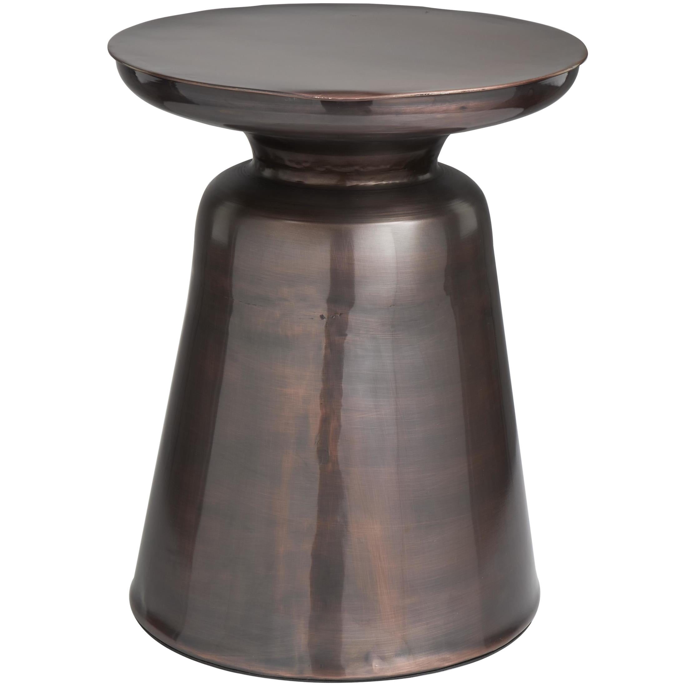 DecMode 15" x 19" Copper Metal Accent Table with Bell Shaped Base, 1-Piece