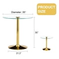 thumbnail image 2 of Hi loPres 35" Round Glass Bar Height Table, Modern Clear Tempered Glass Pub Table with Sturdy Gold Pedestal Base for Small Space, Kitchen, 2 of 7