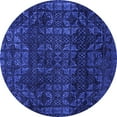 thumbnail image 1 of Ahgly Company Machine Washable Indoor Round Abstract Blue Modern Area Rugs, 3' Round, 1 of 4