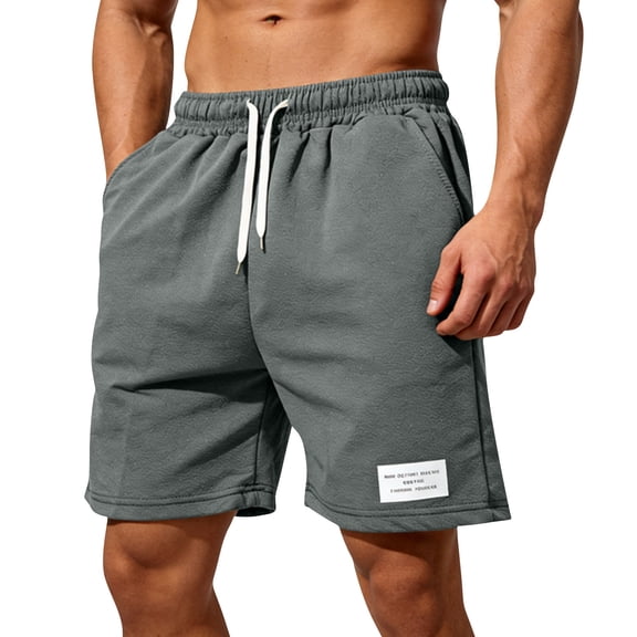Afelkas Men's Casual Sweat Shorts with Adjustable Drawcord Soft Fleece Lounge Bottoms for Daily Workouts Home Relaxation and Errands Dark Gray,M