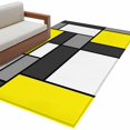 thumbnail image 2 of Modern Color Blocks Washable Area Rugs 3'x5', Gray Yellow White Rectangle Geometric Low Pile Throw Living Room Rug Non-Slip Sturdy Edge Binding Carpet for Indoor Entryway Bedside Kitchen, 2 of 9