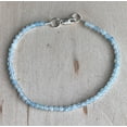 thumbnail image 3 of Aquamarine 2.5mm Round Shape Faceted Cut Beads 7 inch Silver Plated Clasp Bracelet for men, women, unisex. Link Chain Stacking Bracelet.|LINK_00772, 3 of 4
