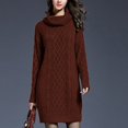 thumbnail image 2 of BiZtdJrK Fall Winter Sweater Dress for Women Turtleneck Long Sleeve Knitted Mini Dresses Loose Fit Casual Sweaters Wine L, 2 of 6