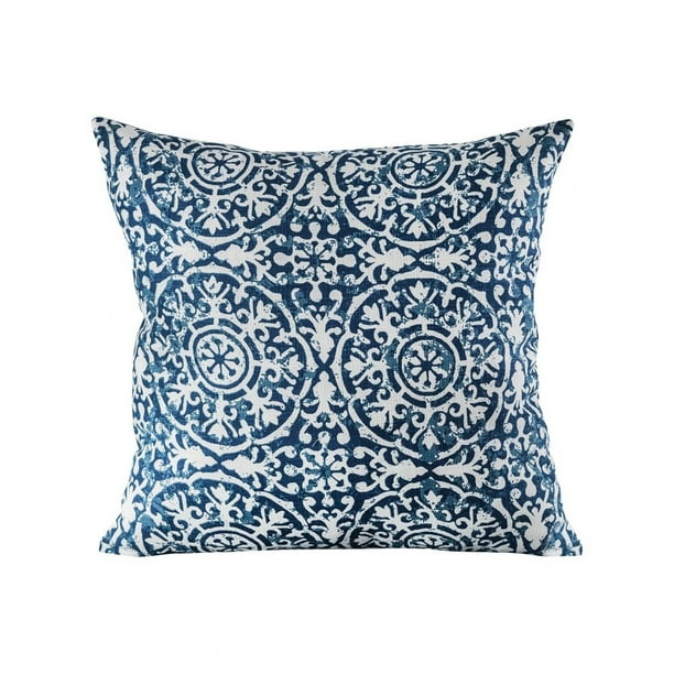 Blue and White Multi Design Pillow Cover 24x24-inch Pillow Cover Only ...
