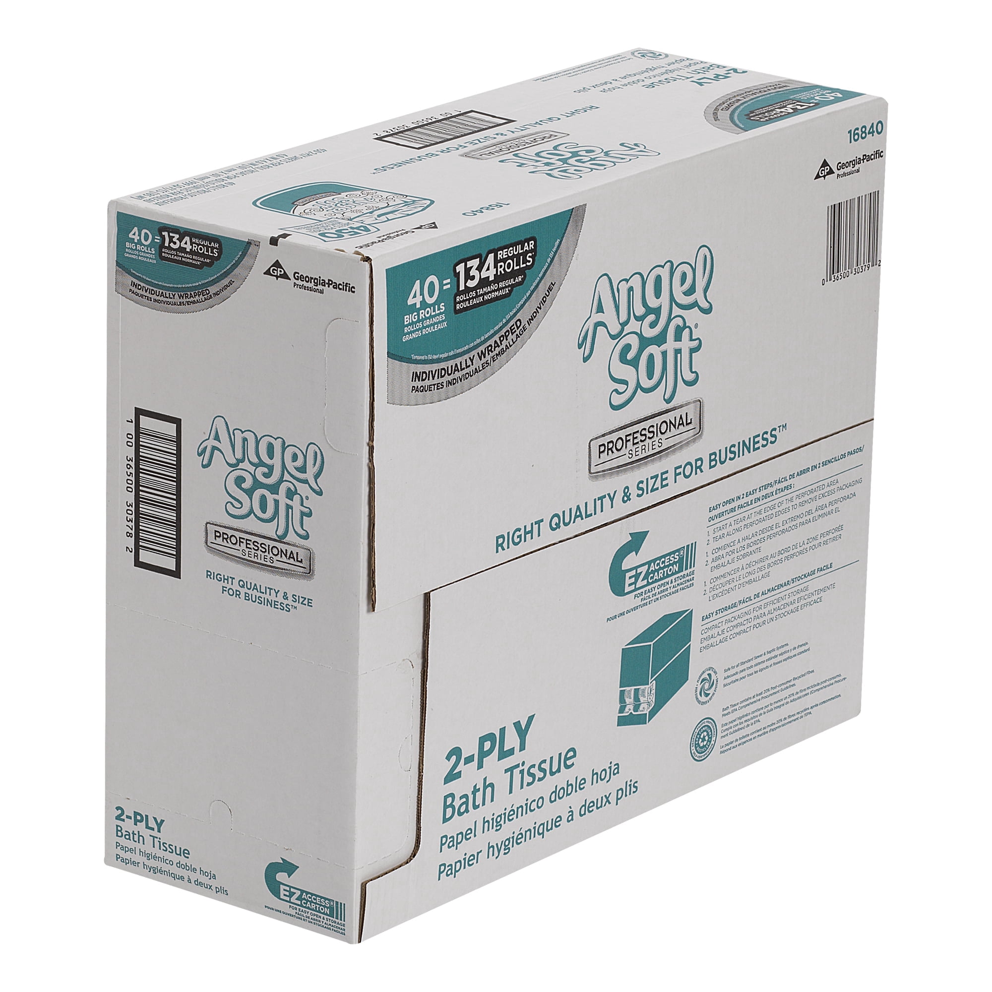 Professional Series Premium 2-Ply Embossed Toilet Paper, 16840, 450 Sheets Per Roll, 40 Rolls Per Case, White