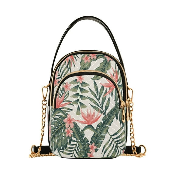 ALAZA Chain Crossbody Bags for Women Tropical Palm Tree Flowers Shoulder Handbag Phone Purse