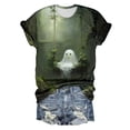 thumbnail image 3 of Graphic Tennis Tees for Women T-Shirts for Women Halloween-Themed Print Short Sleeve Crew Neck Top as Seasonal Everyday Wear Green XL, 3 of 3