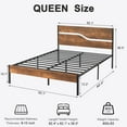 thumbnail image 2 of VECELO Queen Size Metal Bed Frame with Wooden Headboard and Footboard, Industrial Queen Platform Bed No Box Spring Needed, Metal Bedframe Easy to Assemble Noise Free Mattress Foundation, Rustic Brown, 2 of 13