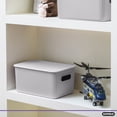 thumbnail image 3 of Superio  Plastic Lidded Home Storage Bins, Smoke White Organizer Baskets, (2 Pack - 5 Liter) Stackable Container Box, for Organizing Closet Shelves Drawer Shelf, 3 of 6