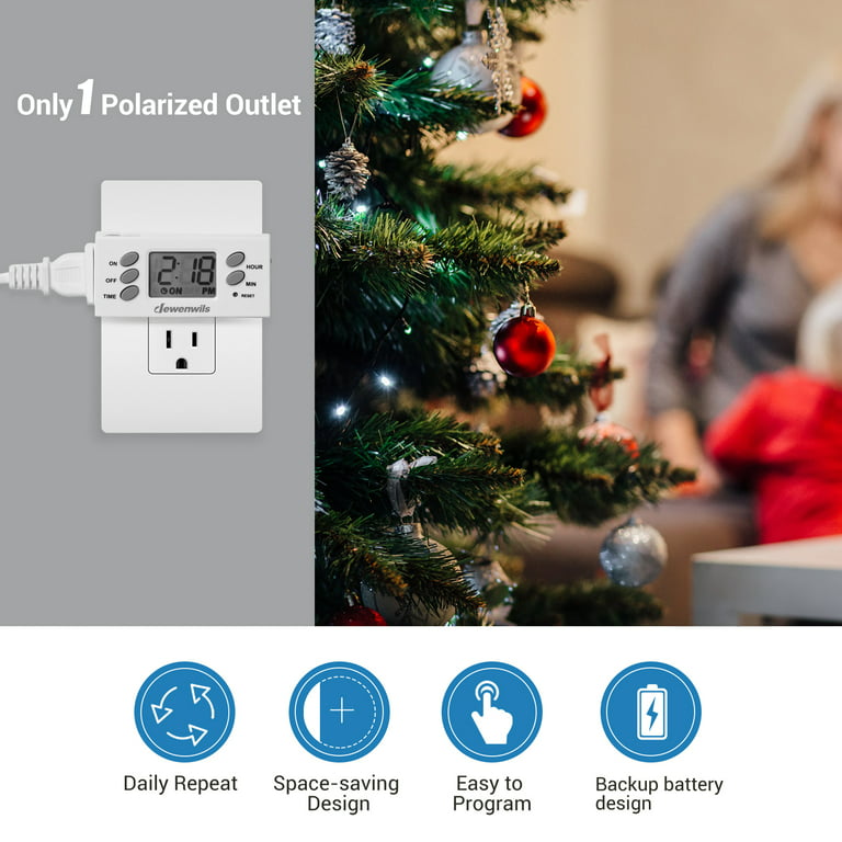DEWENWILS 24-Hour Indoor Mechanical Outlet Timer, Timers for Electrical  Outlets with 2 Grounded Outlet, Daily On/Off Cycle, Programmable Plug in  Timer
