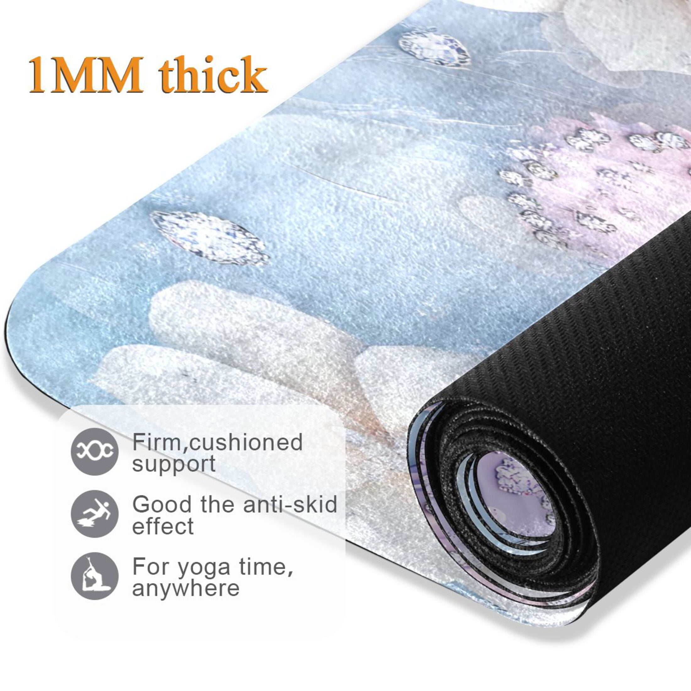 BZSMCE Yoga Mat Women Fitness Mat Pearl Blossom Butterfly Pattern