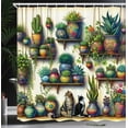 thumbnail image 3 of Ambesonne Colorful Shower Curtain, Vintage Botany Boho Leaves, 69"Wx70"L, Beige Fern Green Teal, 3 of 4