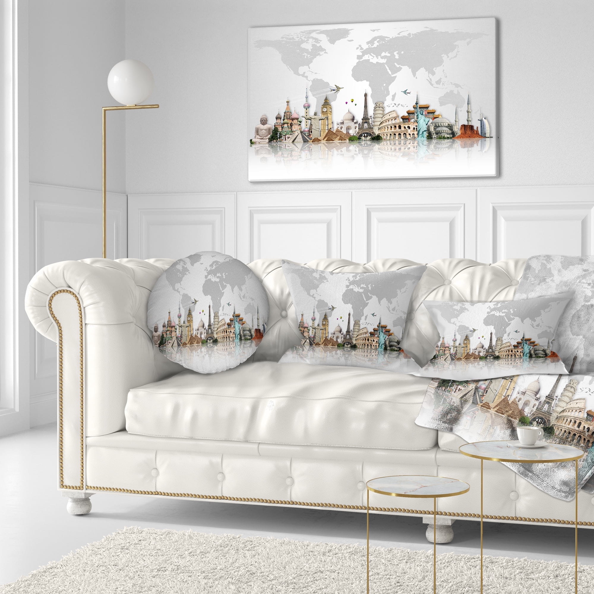 Designart Famous Monuments Across World - Throw Pillow - 12x20