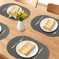 thumbnail image 2 of Placemats Set of 6 Oval  Leather Placemats for Kitchen Dining Table Decor Heat Resistant Table Placemats Wipeable Table Mat Dark Gray 17.7x11.8inch, 2 of 6