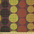 thumbnail image 2 of Ambesonne Abstract Fabric by the Yard Microfiber, Dotted Spiraling, 1 Yard, Dark Maroon Yellow, 2 of 2