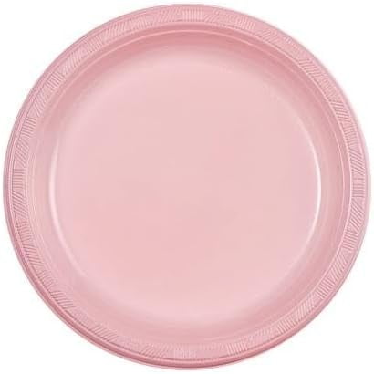 EcoQuality 9 inch Round Pink Plastic Dinner Plates – Heavy-Duty Disposable Party Plates for Birthdays, BBQs, Picnics & Events for Catering, Weddings, and Holiday Gatherings (10)