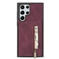 thumbnail image 3 of SaniMore for Samsung Galaxy S23 Ultra 2023 Back Case with Zipper Card Pokcet Flip Wallet/Kickstand Shock Absorption Anti-fall Retro PU Leather Wear-resistant Shell  For Galaxy S23 Ultra, Winered, 3 of 7