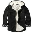 thumbnail image 5 of IYTR Winter Men's Hooded Jackets Solid Long Sleeve Fleece Lined Warm Trucker Jacket Coat with Pockets Black S, 5 of 6