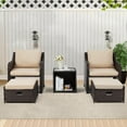 thumbnail image 2 of HOMREST 5 Piece Balcony Furniture, All Weather PE Wicker Rattan Patio Furniture Set, Cushioned Patio Chairs Set of 2 w/Ottoman&Table, Outdoor Lounge Chair for Lawn Pool Balcony, Khaki, 2 of 9