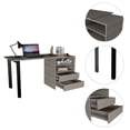thumbnail image 6 of FM FURNITURE Praga 120 Modern Wood Desk with 2-Drawer & 2 Shelves in Light Gray, 6 of 6