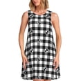 thumbnail image 1 of Fotbe Black Tartan Plaid Vestido de Verano sin Mangas para Mujer – Vestido Midi Línea A, Estilo Camiseta Floral, Vestido Playero Casual y Fluido, 1 of 7