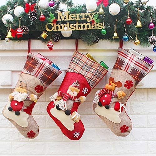 Santa Or Snowman Christmas Stocking Present Toy Bag 48cm