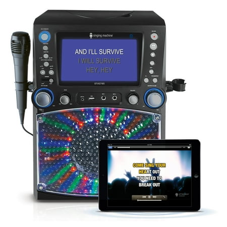 Singing Machine STVG785BTBK Bluetooth Karaoke System with 7" Color Monitor and Microphone
