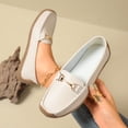 thumbnail image 2 of CushHide Women Ballet Flats Slip On Leather Loafers Beige with Metal Buckle Comfortable Casual Dress Shoes Breathable Work Footwear, 2 of 9