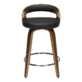 thumbnail image 3 of OFM 161 Collection Mid Century Modern 24" Low Back Bentwood Frame Swivel Seat Stool with Vinyl Back and Seat Cushion, in Walnut/Black (161-WV24C-BLK), 3 of 10