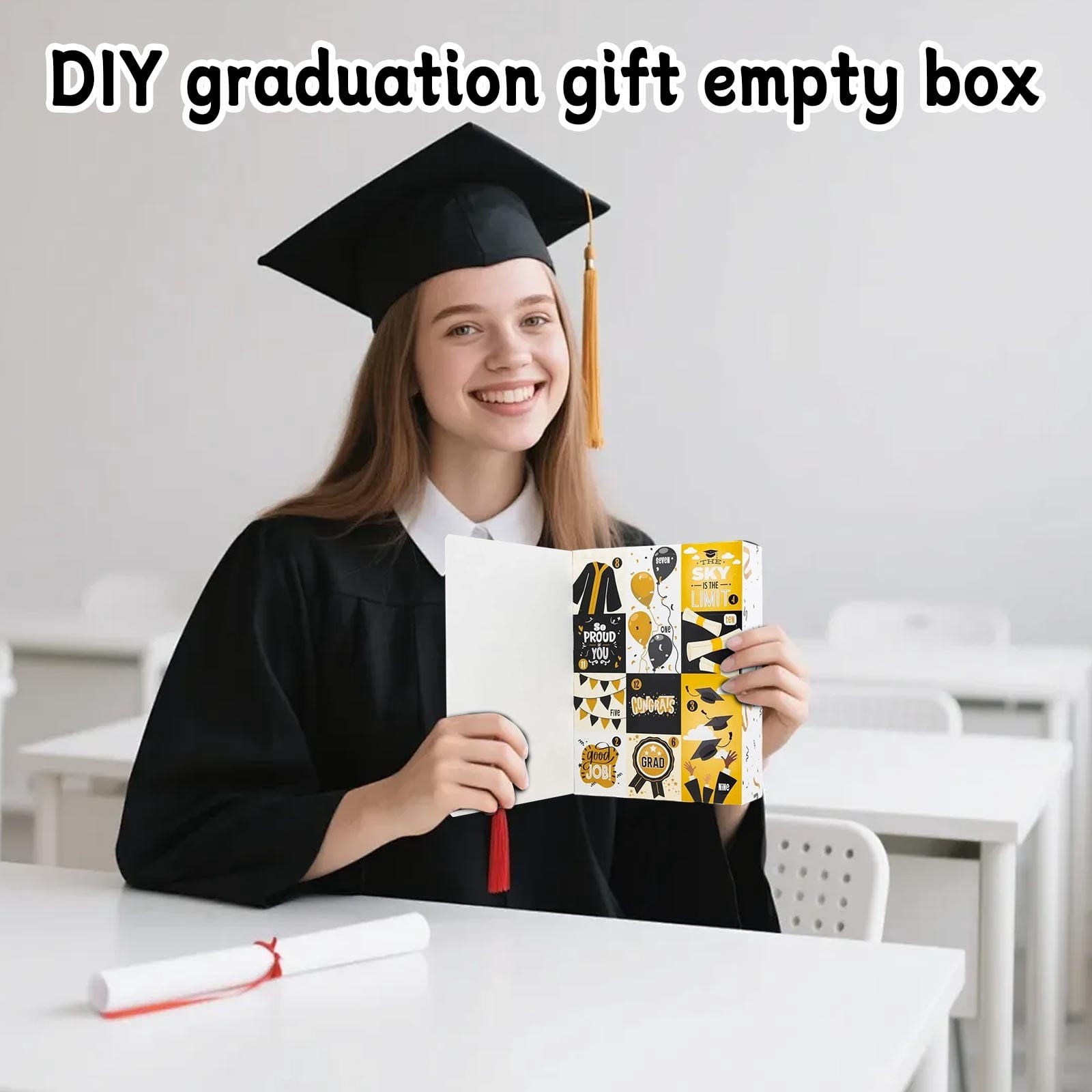 Cthrlog Graduation Gift DIY Box 12-Day Celebration Kit for Graduates Party Decorations Customizable Empty Gift Box for College High School Graduation 2026