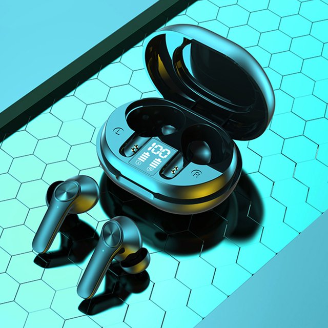 Auricular Bluetooth Pantalla digital Compartimento de carga Juego de baja latencia Par de oreja con auriculares estéreo para deportes de negocios