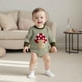 thumbnail image 2 of DHFJKG Toddlers Boys Girls Bodysuit Cute Mushroom Embroidery Fashion Stripe Long Sleeve Onesie Baby Onesies Unisex Soft Romper, 2 of 9