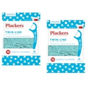 PLACKERS Twin-Line Dental Flossers, Cool Mint 75 each (Pack of 2)