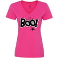 thumbnail image 3 of Inktastic Halloween Boo with Spider and Web in Black Women's V-Neck T-Shirt, 3 of 5