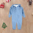 thumbnail image 4 of WMTBSRSW Family Matching Sets Solid Flannel Plush Hooded Pajamas One-Piece Pjs Soft Fleece Onesie Cozy Warm Jumpsuit Nightwear Loungewear Light Blue Baby, 4 of 4