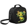 thumbnail image 2 of Jeiento Green Axolotl Kids Mini Lunch Bag with Crossbody Strap Insulated Lunch Bag Food Snack Cooler Container Bag for Girls, 2 of 6