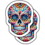 Colorful Sugar Skull Sticker Decal, Day Of The Dead Skull Stickerskindle Sticker, Stickers For Tablet, College Gift, Scrapbook Stickers, Gratitude Stickers, Quote Stickers