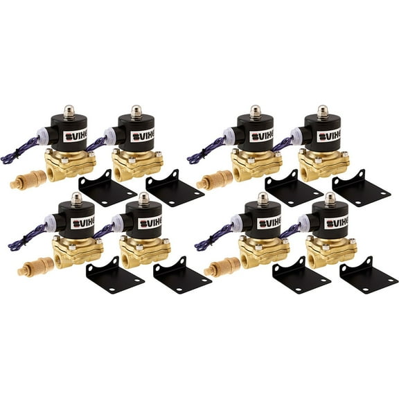 Vixen Air 3/8" NPT Air Ride Suspension High Flow Electric Air Valve (Solenoid) 210 PSI (8-Pack) with Four 3/8" Flow/Dump Control Valves VXF2038M-8