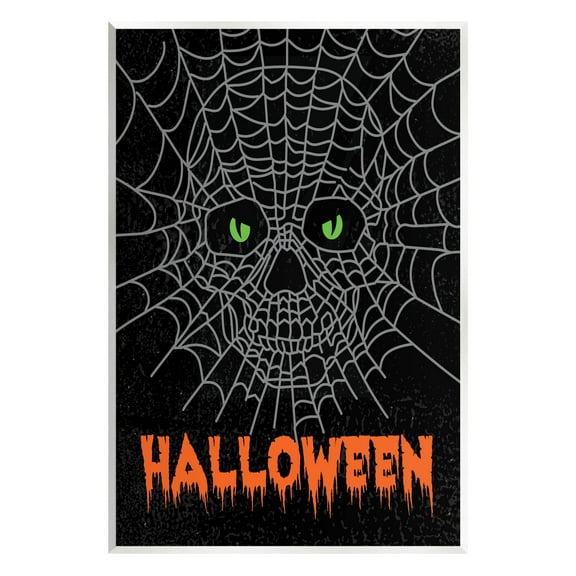 Stupell Industries Spooky Halloween Spider Web Skull Graphic Art Unframed Art Print Wall Art, Design by Linda Birtel