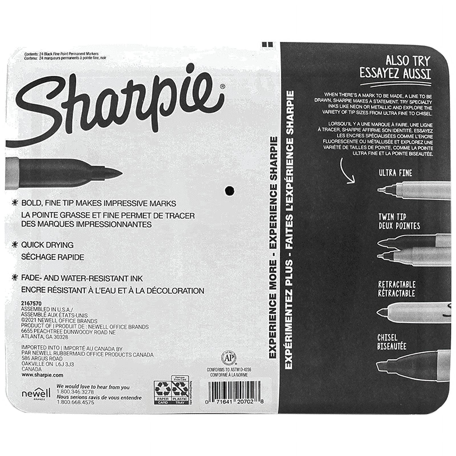 Sharpie Permanent Fine Tip Markers, Black (Pack of 24)