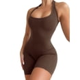 thumbnail image 2 of Women Bodycon Sexy Halter Neck Romper, Solid Color U-Neck Sleeveless Bodysuit Playsuit,One-Piece Sport Jumpsuit, 2 of 10