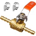 thumbnail image 1 of 1/4" Brass Mini Shut Off Ball Valve for Water Fuel Gas Line RV Tubing, 1 of 5