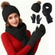 thumbnail image 1 of Solid Color Knitted Hat Three-piece Set For Winter Warm And Cold-proof Thick Outdoor Wool Hat Scarf Gloves Set, 1 of 6