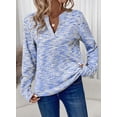 thumbnail image 2 of Top Dokotoo 2025 Plus de punto gofrado con cuello en V y manga larga para mujer, 2 of 4