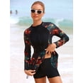 thumbnail image 5 of IDOPIP 2 Piece Long Sleeve Rash Guard Set Long Sleeve Swimsuit Zip Front Swim Shirt Dress with Shorts, 5 of 8