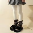 thumbnail image 2 of Girls Ribbed Knit Leggings Winter Lined Tights With Vertical Stripes Panel Design For Cold Weather Outdoor Play Leather Pants Girls Size 8 Athletic Clothes Dance Pants Satin White 6-7Y, 2 of 7