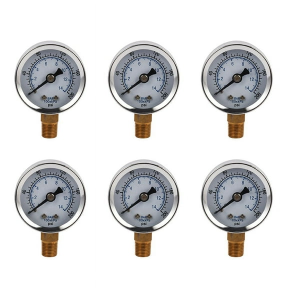 6X -40-14 Bar 0-200 Psi 0-14 Bar Pressure Gauge 1/8 Male Npt Pressure Gauge Air Compressor Hydraulic Vacuum Gauge