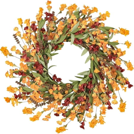 Guvpev Fall Wreaths 24 Artificial Fall Floral Wreaths for Front Door Fall Decor Door Wreaths for All Season Colorful Floral Wreath for Indoor Outdoor Home Wall Thanksgiving Farmhouse Decor