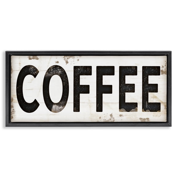 Stupell Industries Rustic Lodge Coffee Typography Vintage Sign Black Floating Frame Canvas Art, 25 x 11, by Jennifer Pugh